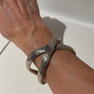 Elegant Silver Crossover Bracelet
